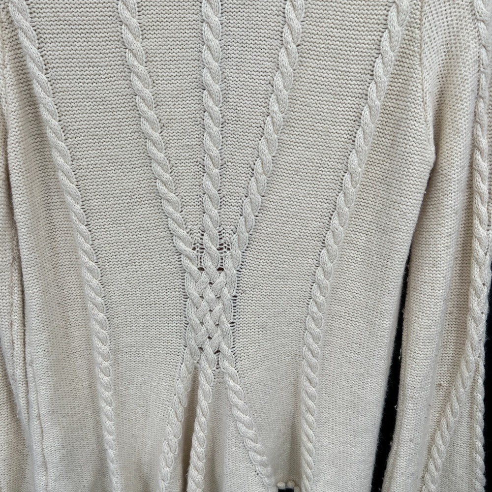Anthropologie Laureate Lane retro grandma sweater cable knit pom pom XL - Picture 10 of 13